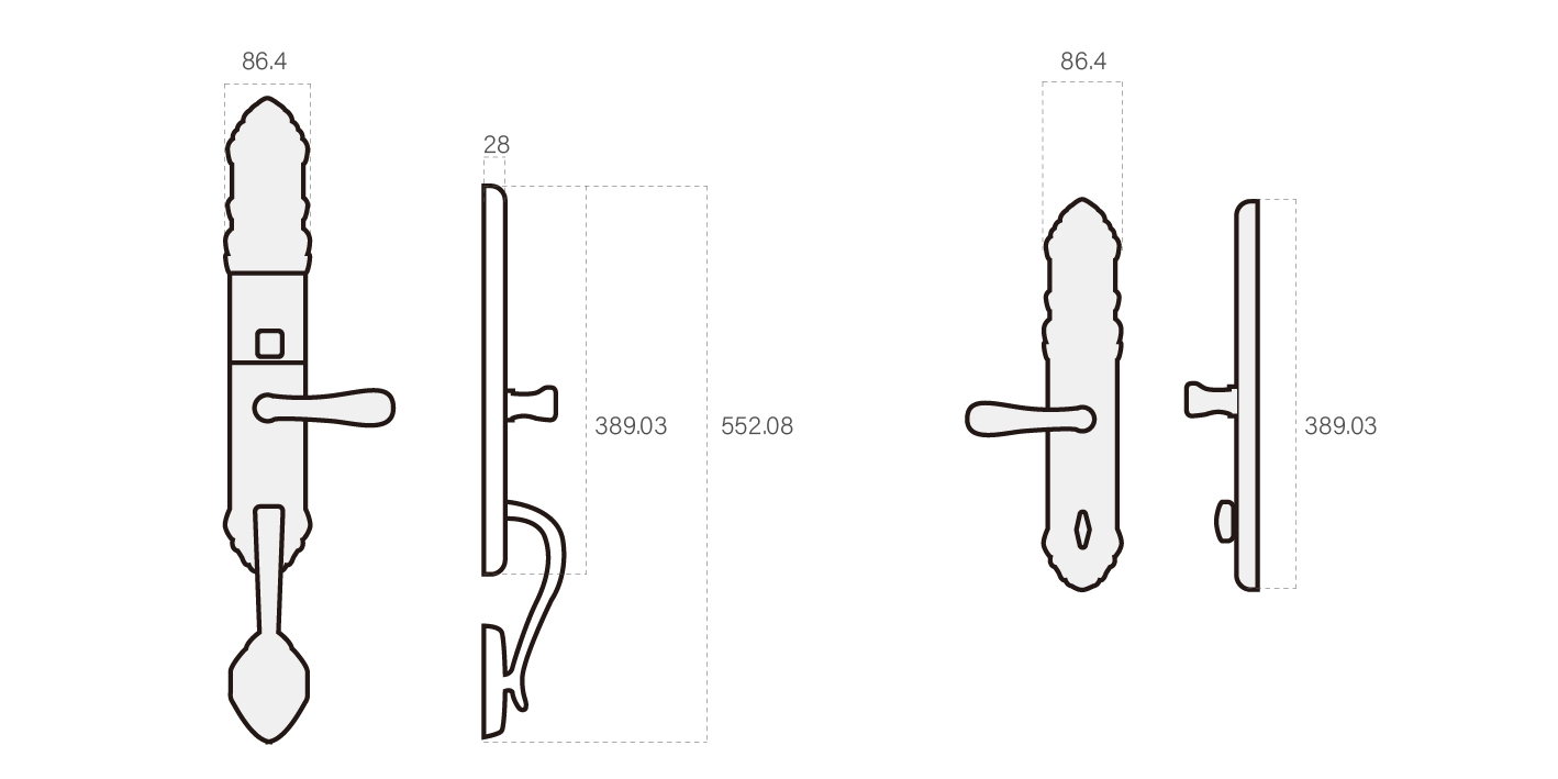 Diagrama de Design de Luxo Impressão Digital Verified Access Electronic Handle Lock