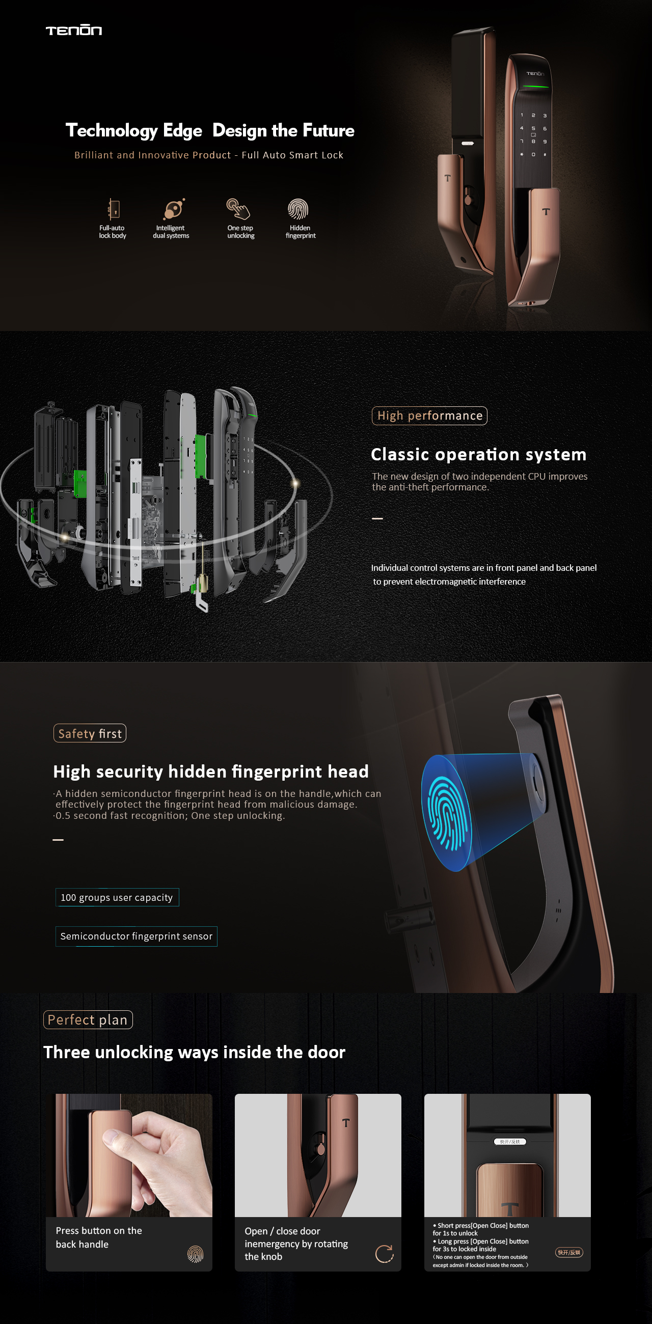 Detalhes de Tuya Residencial Keyless Push-Pull Automatic Smart Lock