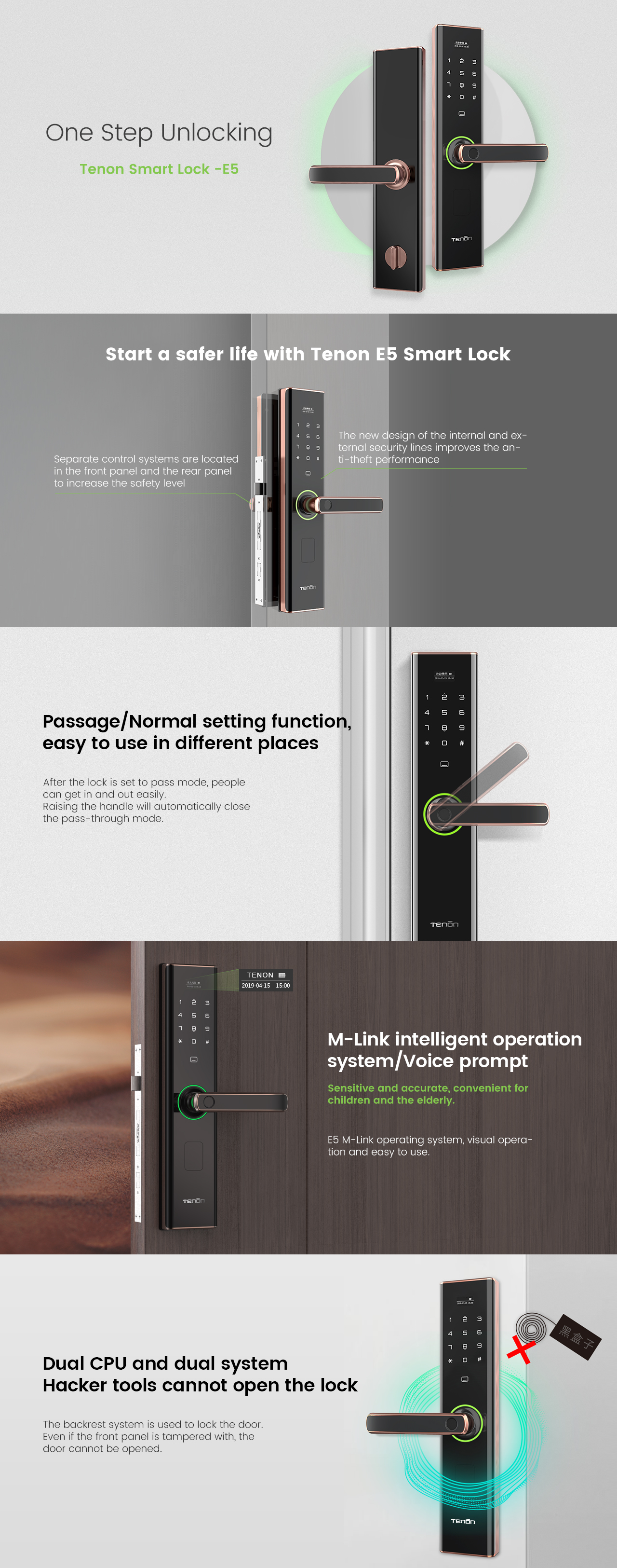 Detalhes de Keyless Entrada Digital Eletrônica Touchpad Smart Alavanca Lock